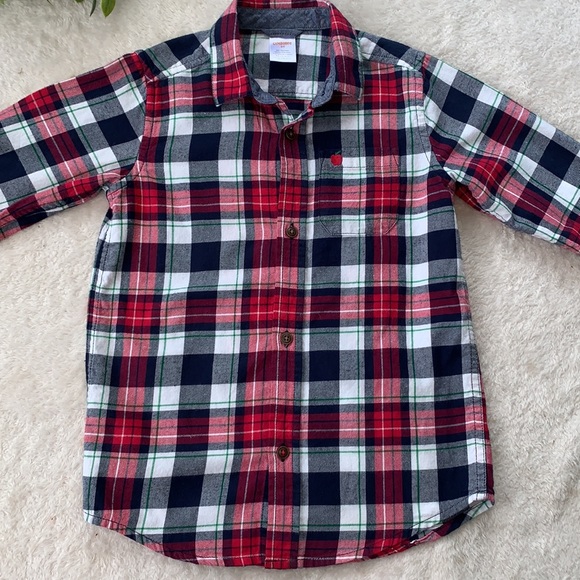 Gymboree Head of the Class Flannel Shirt Boys 5T Red Blue White EUC - Picture 2 of 7